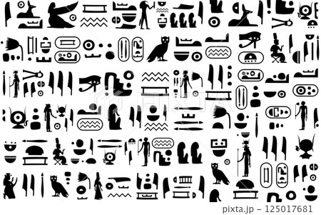 Vector seamless pattern (tiling) with ancient egyptian hieroglyphs and symbols. Endless texture can be used for pattern fills, web page background, fabric design, scrapbooking paper 125017681