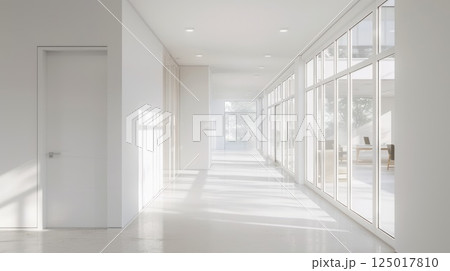 Modern office corridor. Generative AI 125017810