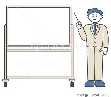 ホワイトボードの前で説明するスーツ姿の男性 125018166