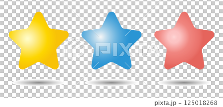 A set of cute red, blue and yellow stars floating in the air 125018268