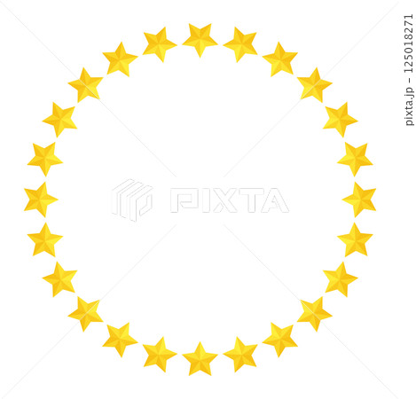 立体的な星が並んだ丸いフレーム 125018271