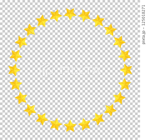 立体的な星が並んだ丸いフレーム 125018271