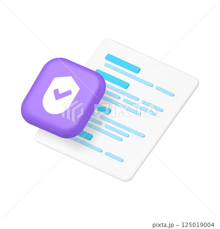 Contract agreement insurance legal form security protection check mark 3d icon realistic vector Contract agreement insurance legal form security protection check mark 3d icon realistic vector 125019004