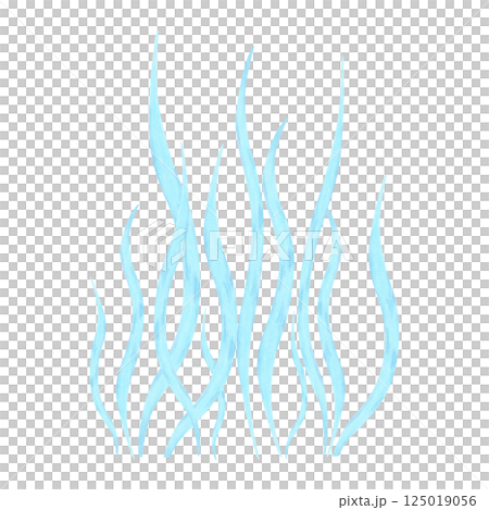 Underwater plant, seaweed. Watercolor and marker illustrations. Sea blue botanical algae. Hand drawn isolated art. Ocean flora shape. Suitable for cosmetology, children's room, tourism themes. 125019056