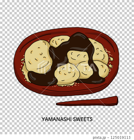 Line drawing of Yamanashi's famous confectionery, kinako mochi 125019113
