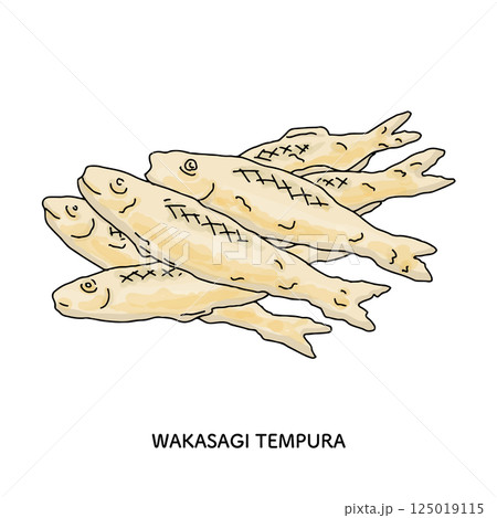 山梨名物　ワカサギの天ぷらのイラスト 125019115