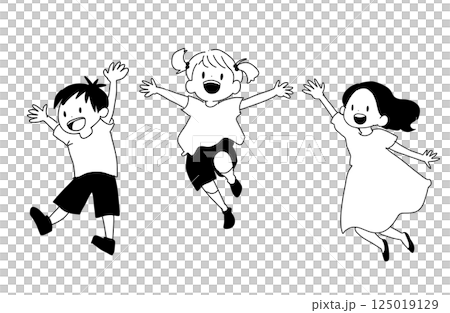 ジャンプする子どもたち 125019129