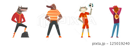 Funny Animal Character Wearing Different Clothes Vector Set 125019240