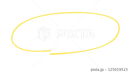 手書きのラフな横長の黄色い丸 - シンプルなフレームやアイキャッチなどの装飾パーツのイラスト素材 125019523
