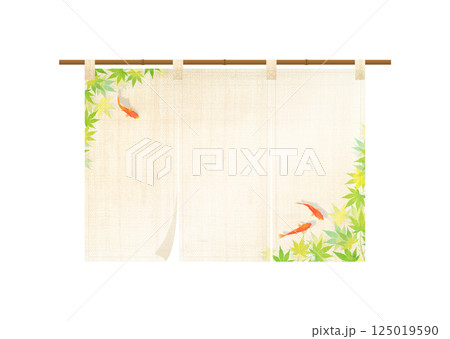 金魚がいる夏イメージの暖簾イラスト 125019590