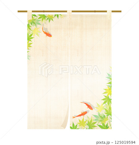 金魚がいる夏イメージの暖簾イラスト 金魚がいる夏イメージの暖簾イラスト 125019594