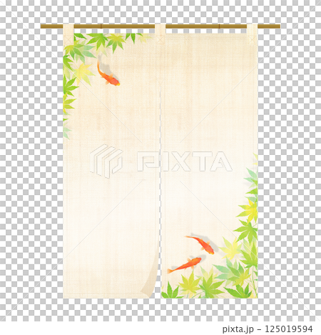 金魚がいる夏イメージの暖簾イラスト 金魚がいる夏イメージの暖簾イラスト 125019594