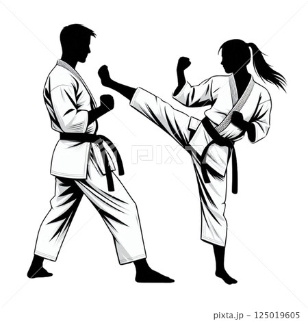 空手をする女子の全身イラスト 空手をする女子の全身イラスト 125019605