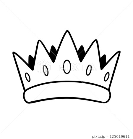 Ornate Royal Crown with Jewels, Hand Drawn Style Illustration Ornate Royal Crown with Jewels, Hand Drawn Style Illustration 125019611