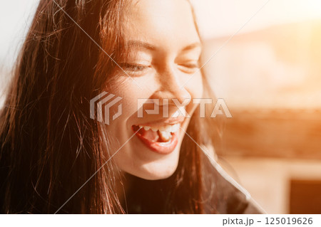 Woman Smiling Teeth Missing Portrait Close-up 125019626