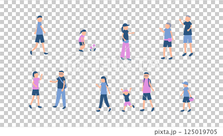 半袖で過ごす人々のイラスト 半袖で過ごす人々のイラスト 125019705