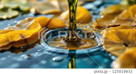 Wild Botanical Pigments Extreme close-up of natural plant dye extraction creating abstract color study in trending sustainable fashion palette without 125019832