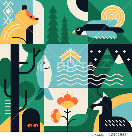 Wildlife reserve - flat design style illustration 125019834