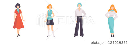 Young Man and Woman Wearing Vintage Retro Clothing Vector Set Young Man and Woman Wearing Vintage Retro Clothing Vector Set 125019883
