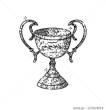 victory trophy sketch hand drawn vector 125020054