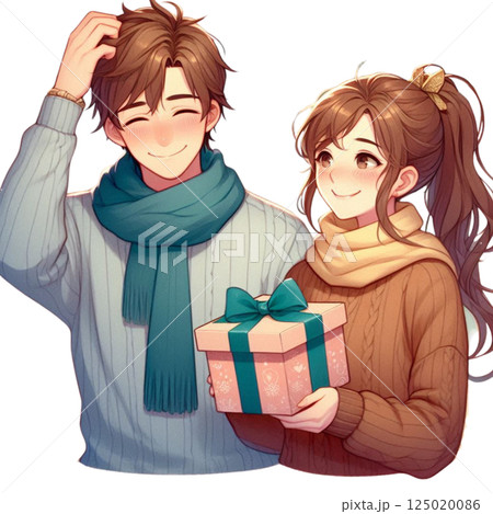 プレゼントを渡す女の子 プレゼントを渡す女の子 125020086