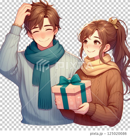 プレゼントを渡す女の子 プレゼントを渡す女の子 125020086