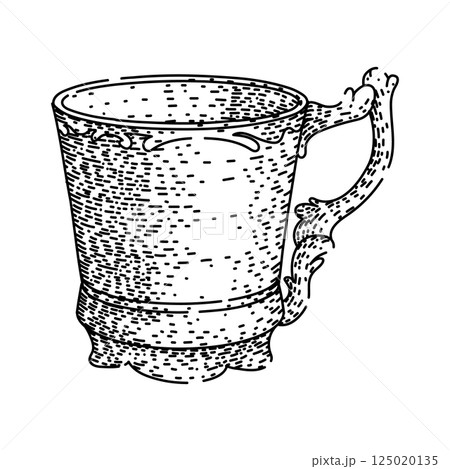 tea porcelain cup sketch hand drawn vector 125020135