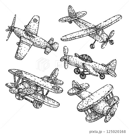 model airplane set sketch hand drawn vector model airplane set sketch hand drawn vector 125020168