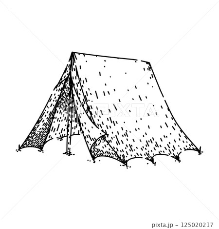 backpacking camping tent sketch hand drawn vector 125020217