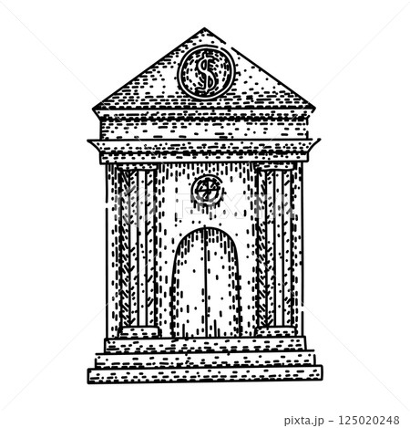 loans bank building sketch hand drawn vector 125020248