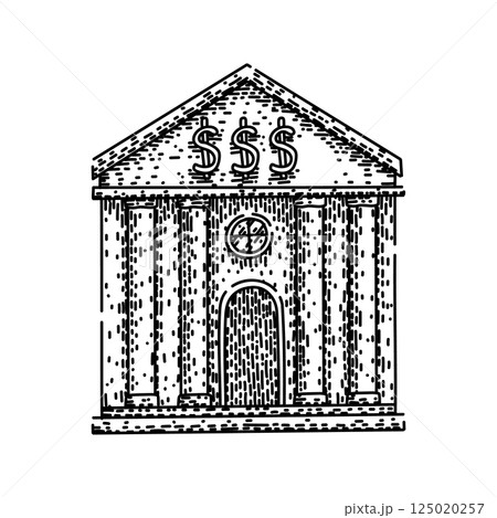 architecture bank building sketch hand drawn vector 125020257