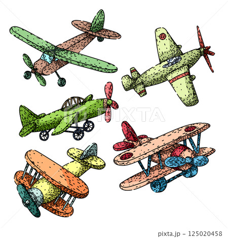 model airplane set sketch hand drawn vector model airplane set sketch hand drawn vector 125020458