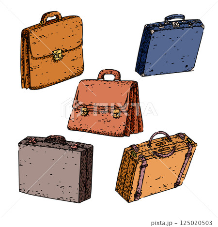 briefcase set sketch hand drawn vector 125020503