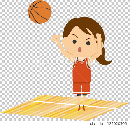 一名女子籃球運動員投籃的插圖 125020506