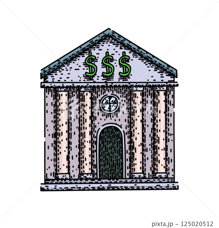 architecture bank building sketch hand drawn vector 125020512