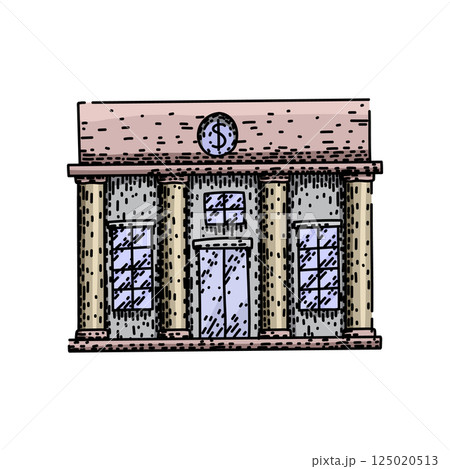 security bank building sketch hand drawn vector 125020513