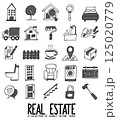 Real Estate Related Doodle vector icon set. Drawing sketch illustration hand drawn line eps10 125020779