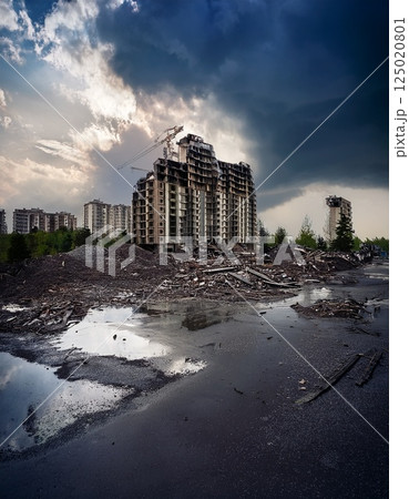 崩れかけたビル　ai生成画像 125020801