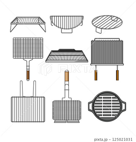 grill rack set cartoon vector illustration 125021031