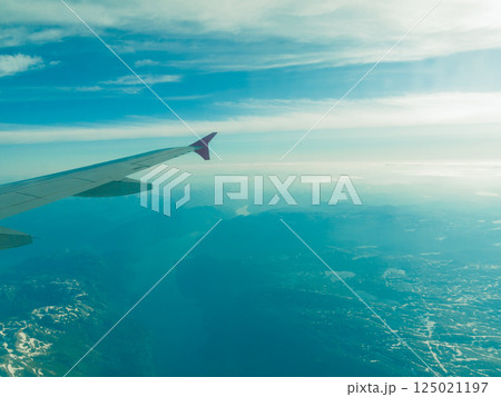 Beautiful sky and land view from plane Beautiful sky and land view from plane 125021197