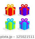 Colorful gift boxes set isolated on white background, vector present box icons 125021511