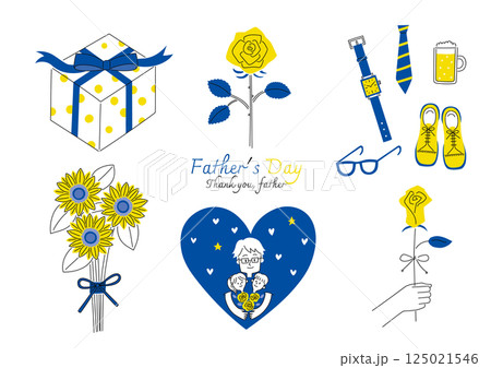 父の日のベクターイラストセット　黄色と青 125021546
