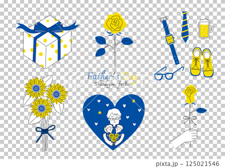 父の日のベクターイラストセット　黄色と青 125021546