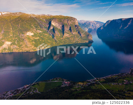 Fjord landscape Aurlandsfjord in Norway Fjord landscape Aurlandsfjord in Norway 125022336