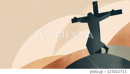 The Passion of Christ Minimalist Watercolor Illustration of Sacrifice, Faith, and Easter Redemption 125022711