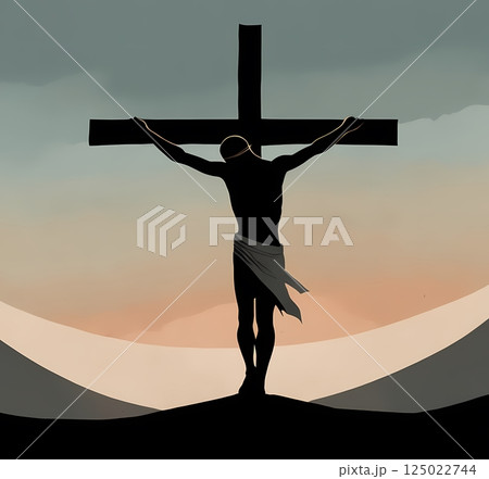 The Passion of Christ Minimalist Watercolor Illustration of Sacrifice, Faith, and Easter Redemption 125022744