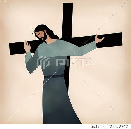 The Passion of Christ Minimalist Watercolor Illustration of Sacrifice, Faith, and Easter Redemption 125022747
