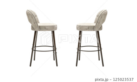Stylish bar stools with modern design, featuring comfortable upholstered seat and sturdy metal legs, perfect for contemporary kitchens or dining areas Stylish bar stools with modern design, featuring comfortable upholstered seat and sturdy metal legs, perfect for contemporary kitchens or dining areas 125023537