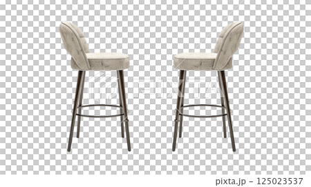 Stylish bar stools with modern design, featuring comfortable upholstered seat and sturdy metal legs, perfect for contemporary kitchens or dining areas Stylish bar stools with modern design, featuring comfortable upholstered seat and sturdy metal legs, perfect for contemporary kitchens or dining areas 125023537