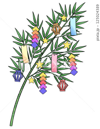 七夕笹飾りのイラスト 125024389
